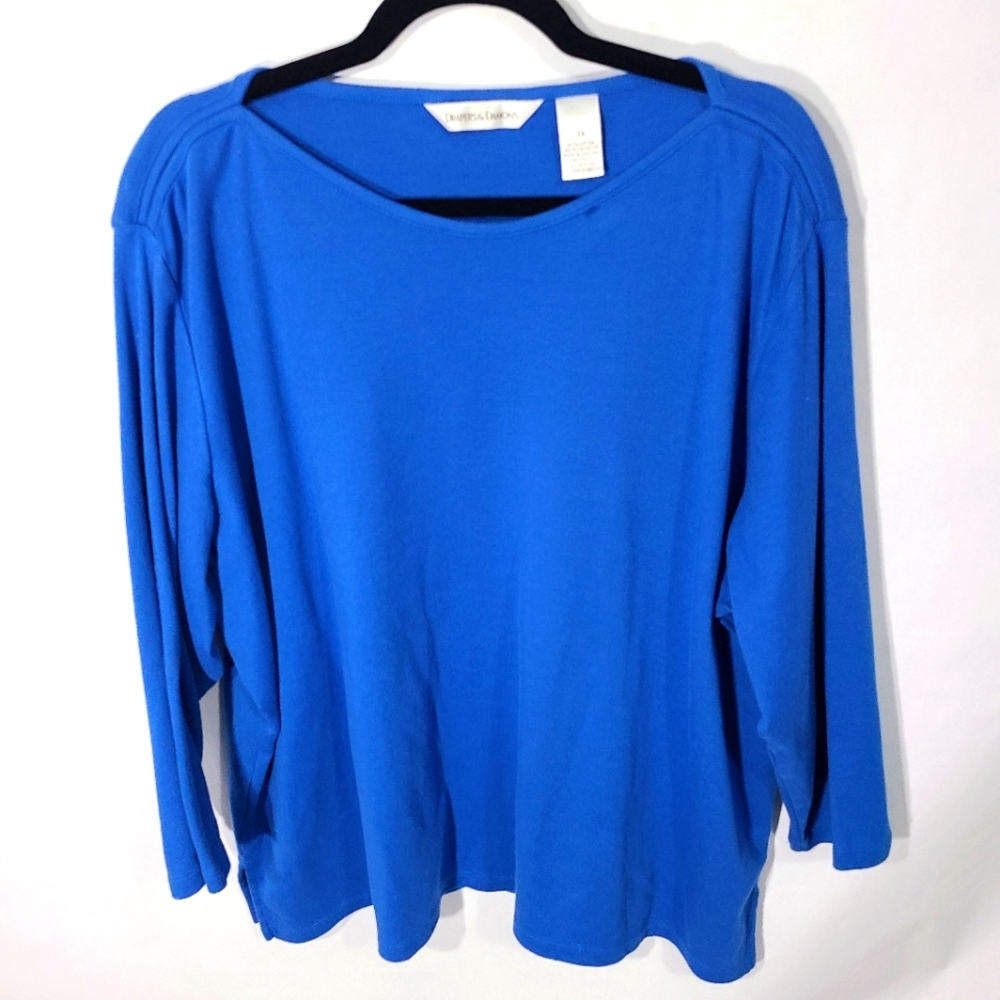 Draper's and Damon's Women's Size 3X Blue Blouse Shirt Top Office Career